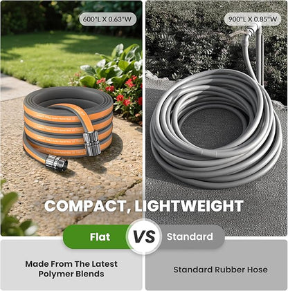 Giraffe Tools 100FT Garden Hose, 5/8" Lightweight Lay Flat Water Hose, No-Kink, Flexible Gardening Hose with Male to Female Aluminum Fitting, Customizable-Length Hose Pipe for Yard