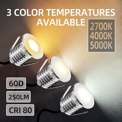 MALORY Recessed LED Deck Light 6Pack, 3W 4000K12V Low Voltage Landscape Lighting, Outdoor Step Stair Lights, Full 304 Stainless Steel Deck Lighting for Outside Floor Yard (SG06, 6-Pack 4000K)