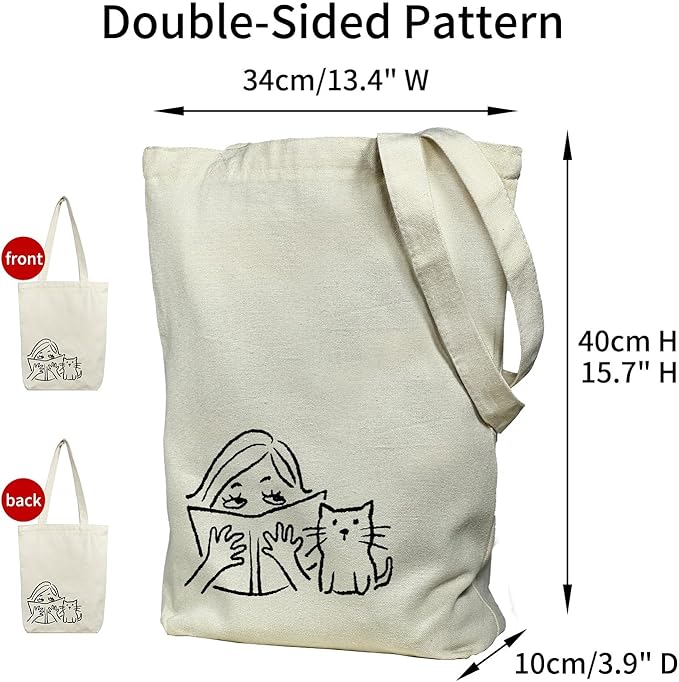 itgowisa Canvas Tote Bag for Women, Tote Bag with Zipper Inner Pocket, Zippered Canvas Bag for Shopping Work Grocery Everyday