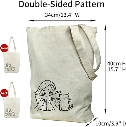 itgowisa Canvas Tote Bag for Women, Tote Bag with Zipper Inner Pocket, Zippered Canvas Bag for Shopping Work Grocery Everyday