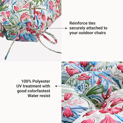ARTPLAN Seat/Back Outdoor Chair Cushion,Set of 4 Patio Chair Cushion with Tie,Tufted Replacement for Patio Furniture,40x20x4 Inches,4 Count,Floral