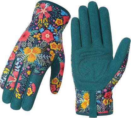 Trifabricy Gardening Gloves for Women, Breathable Leather Garden Gloves with Grip, Thorn-Proof Puncture-Resistant Work Gloves