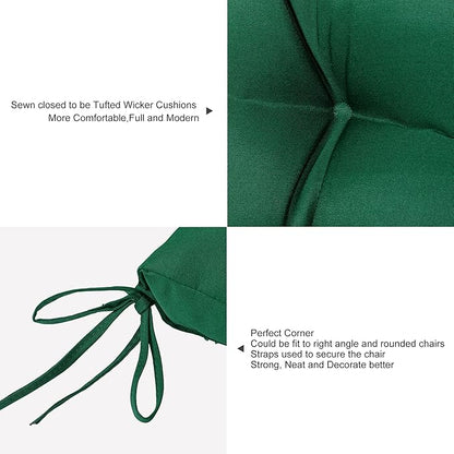 ARTPLAN Outdoor Chair Cushions,Set of 4,19"x19"x4" Patio Seat Pad Cushions with Ties,Wicker Tufed Outdoor Cushions for Patio Furniture,Invisible Green