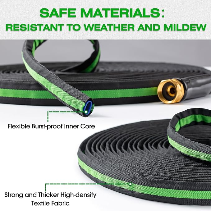 25 ft Garden Hose - Lightweight, Super Flexible, Non-Expanding, Kink-Free, Ideal for Yard Outdoor Use (Black-Green, 25 FT)