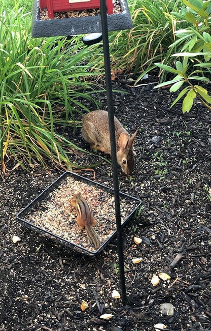 Ground Bird Feeder Tray 8 inches Square Platform Metal Mesh Seed Holder Outdoor Garden Decoration for Attracting Wild Birds