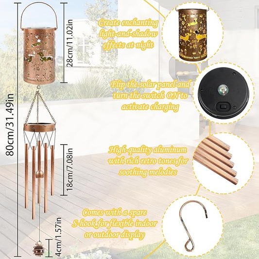 Dachshund Solar Wind Chimes for Outside, Dachshund Gifts Solar Lantern Wind Chimes, Garden Decorative Hanging Lights for Patio Porch Yard Lawn Decor