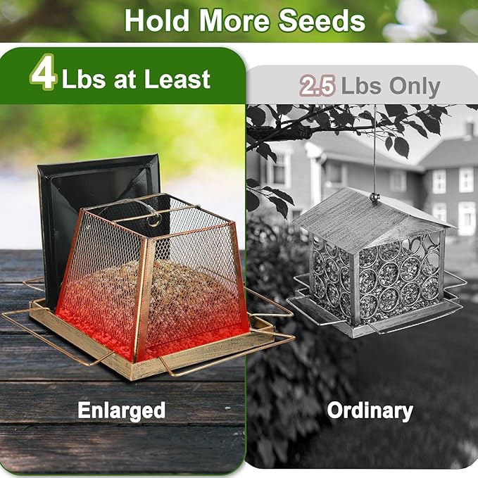 Large Bird Feeders for Outdoors, Gazebo Style Metal Bird Feeder, Cardinal Birdfeeders Outside Hanging for Garden Patio Birds Watching Decor