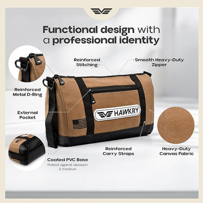 HAWKRY Heavy Duty Canvas Tool Bag Set of 2 – Waterproof Canvas Zipper Pouch, Garden Tool Bag, Construction Bags Heavy Duty, Small Zipper Pouch, Motorcycle Tool, Multipurpose Fishing Bag