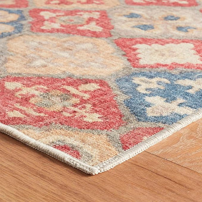 Dash & Albert Pali Multi Machine Washable Rug, 7.5 X 9.5 Feet, Multicolored/Oranges Geometric Pattern
