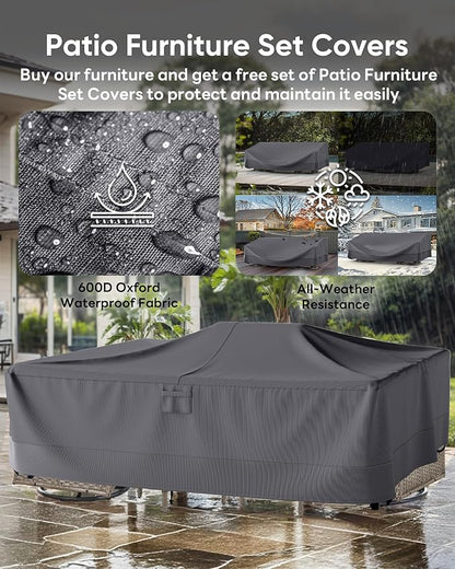 3 Pieces Patio Bistro Set Outdoor Swivel Rocker Patio Chairs with Side Table Patio Furniture for Deck Porch Garden Balcony Poolside-Grey/Grey