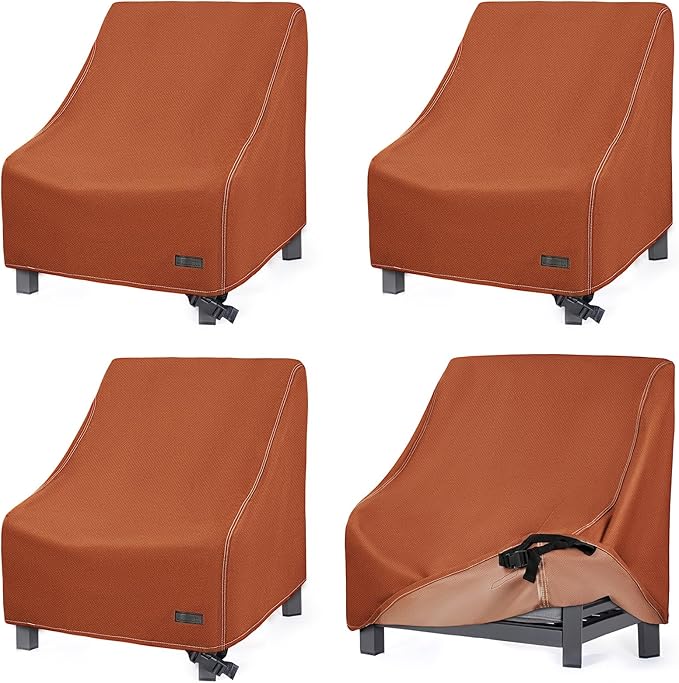 NettyPro Waterproof Patio Chair Covers 4 Pack Outdoor Lounge Deep Seat Armchair Cover, 34W x 37D x 36H inches, Brown