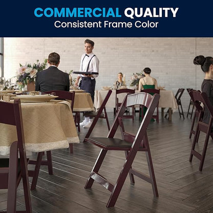 Flash Furniture Hercules™ Series Folding Chair - Red Mahogany Resin – 1000LB Weight Capacity Comfortable Event Chair - Light Weight Folding Chair