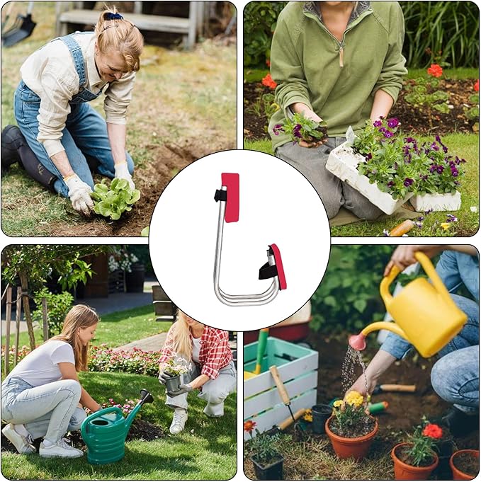 Knee Seat, Strap on Kneeling Device for Garden, Portable Stainless Steel Gardening Strap on Knee Seat, Knee Seat for Gardening Garden Farm Work Seniors Gardener (red)