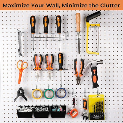 INCLY 120PCS Pegboard Accessories Organizer Kit, Peg Board Hooks Assortment with Bins for Organizing Various Tools, Fit 1/8 or 1/4 inch Pegboard for Hanging Storage, Garage Wall Attachments