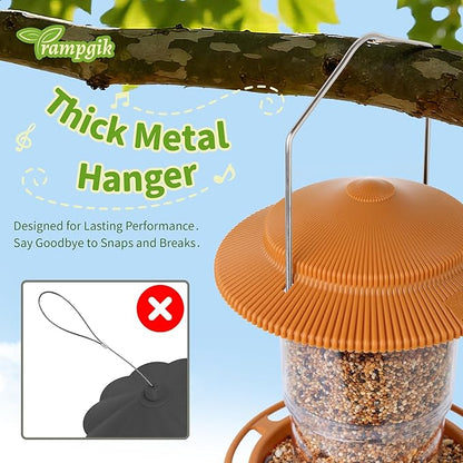 Outdoor Bird Feeder, Retractable Bird Feeder Hanging, Metal Hanger, Rainproof & Leak-Proof, Terracotta, Pack of 2