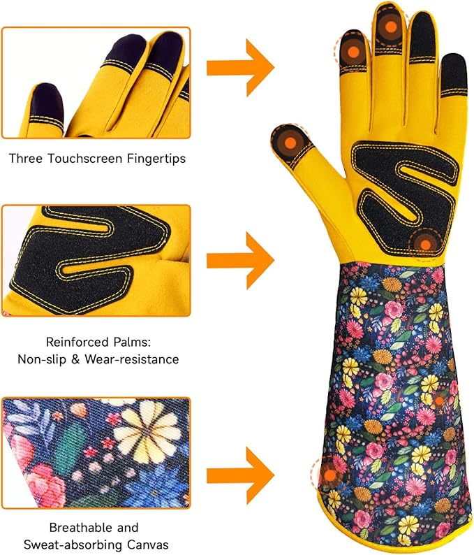 Long Gardening Gloves for Women Rose Pruning Garden Gloves Ladies Protective Work Gloves for Yard & Outdoor Work
