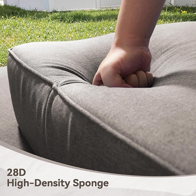 Luxury 6" Outdoor Cushions for Patio Furniture, 24x24x6" Thick Seat Cushion Set of 5, Fade Resistant Couch Chair Replacement Cushions High Density Deep Wicker Chair Cushion w/ Removable Cover Gray