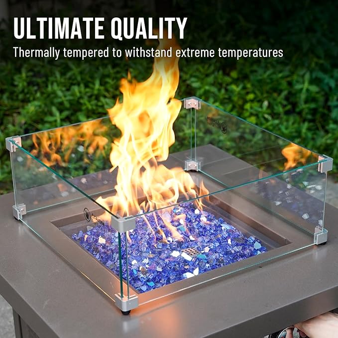 Skyflame High Luster 10-Pound Fire Glass for Fire Pit Fireplace Landscaping, 1/2-Inch Cobalt Blue Reflective
