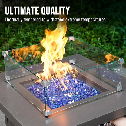 Skyflame High Luster 10-Pound Fire Glass for Fire Pit Fireplace Landscaping, 1/2-Inch Cobalt Blue Reflective