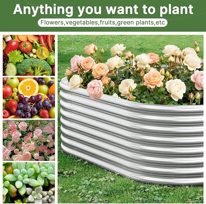 2 Pack Tall 6x3ft Galvanized Raised Garden Bed Outdoor, Metal Garden Bed for Vegetables, Above Ground Garden Box for Flower, Steel Raised Beds for Gardening