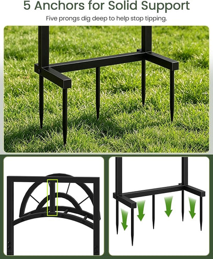 CHOEZON Garden Hose Holder with 5 Prongs, Heavy Duty Water Hose Holder Stand, Holds 150ft Hose, Metal Water Hose Holder for Outside, Yard, Lawn, Patio, Black TCJ91BB