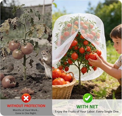 2 Pack Large Plant Covers 4.9x6.6 ft, Reusable Garden Netting for Vegetables, Mesh Barrier Protect Tomatoes & Fruit Trees from Birds, Bugs, Deer