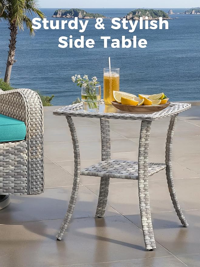 12 Piece Outdoor Wicker Rattan Sectional Sofa Set, 10-Seats Patio Furniture Conversation Set with 4" Thickened Cushions & Coffee Table, All-Weather PE Rattan for Garden, Backyard, Porch, Navy