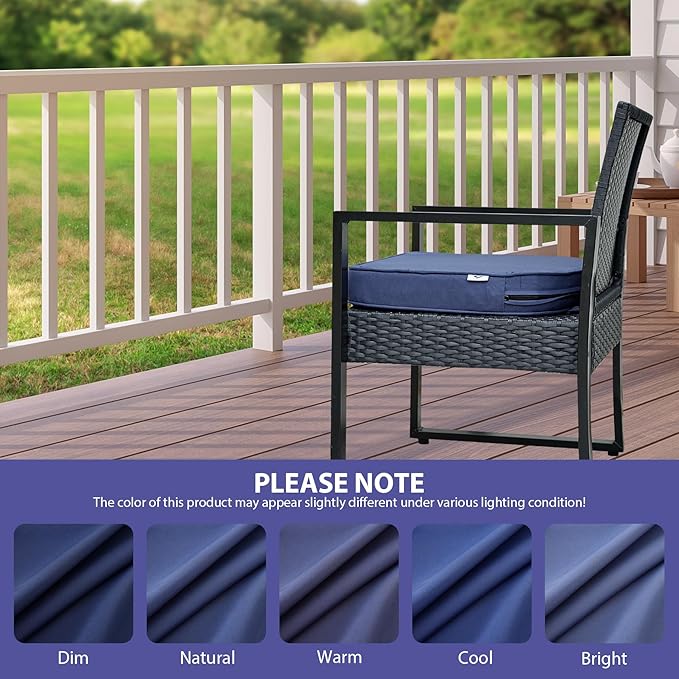 Outdoor Chair Cushions Set of 4 -Waterproof Outdoor Seat Cushions for Patio Furniture, Patio Chair Cushion with Handle and Ties, Round Out Door Chair Pads,19" x 19" x 3", Navy Blue