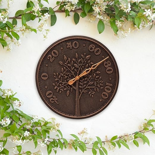 Whitehall Products 10440 Tree of Life 16 inch Indoor Outdoor Wall Thermometer in Oil Rubbed Bronze