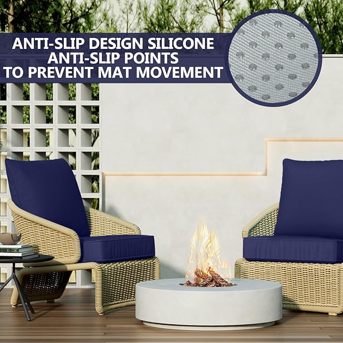 22" x 22" x 6" Outdoor Deep Seat Cushions Set - 2 Set Waterproof & Fade Resistant Patio Furniture Replacement Cushions, Non-Slip Outdoor Cushions Fit Loveseats, Couches, Chairs, and Sofas.