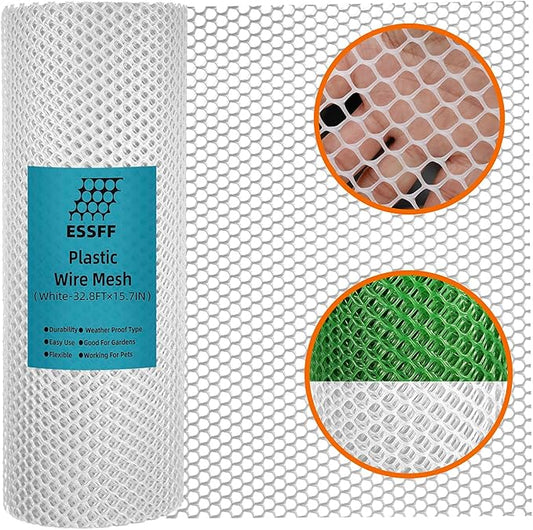 Pet & Garden Safeguard - 15.7IN x 32.8FT Roll - White Plastic Netting, Multi-Use Decorative Fencing for Poultry, Dogs, Rabbits,Chicken and Snake Barrier