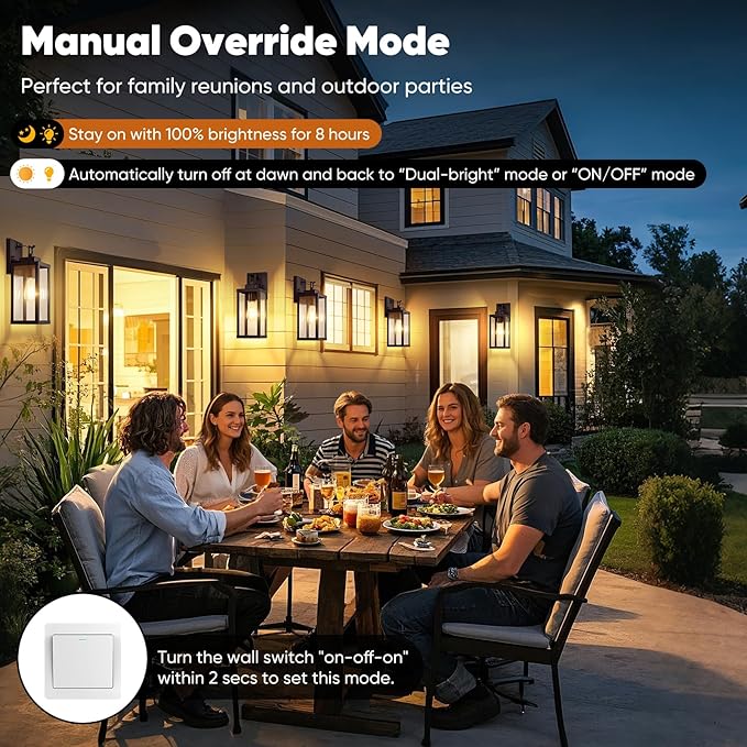 BesLowe 14” Upgraded Motion Sensor Outdoor Wall Lights, Dusk to Dawn Porch Lights Outdoor Wall Sconces, 3 Lighting Modes Exterior Lighting Fixtures with Hooks, Brown Outside Lights for House, 2-Pack
