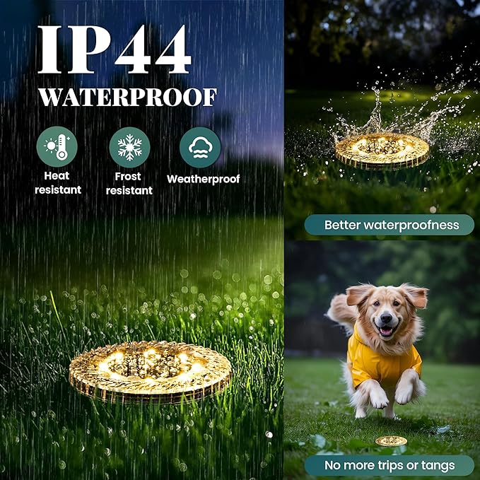PATIOWIN 20 Pack Small Solar Ground Lights, Pathway Lights Waterproof, Outdoor Solar Light for Garden, Driveway, Walkway, Backyard (Warm White)