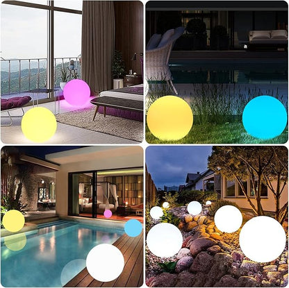 12-in LED Glowing Ball Light, Rechargeable LED Globe Orb Light w/Remote (1PC) and and 14-in Glowing LED Ball Light, Rechargeable Dimmable RGB Color Changing Globe Orb Light w/Remote (1PC)