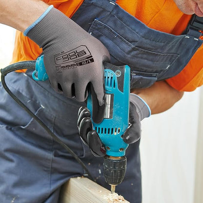 COOLJOB 20 Pairs Nitrile Dipped Safety Work Gloves with Grip, Non-slip Rubber Coated Bulk Garden Gloves for Men, Heavy-duty Oil Resistant for Truck Driver, Warehouse Box Handler, Large, Gray