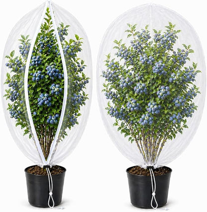 Fruit Tree Netting Cover with Zipper & Drawstring, 2 Packs 4ft x 4ft Insect Bird Barrier Netting for Garden Protection, Ultra Fine Mesh Garden Netting