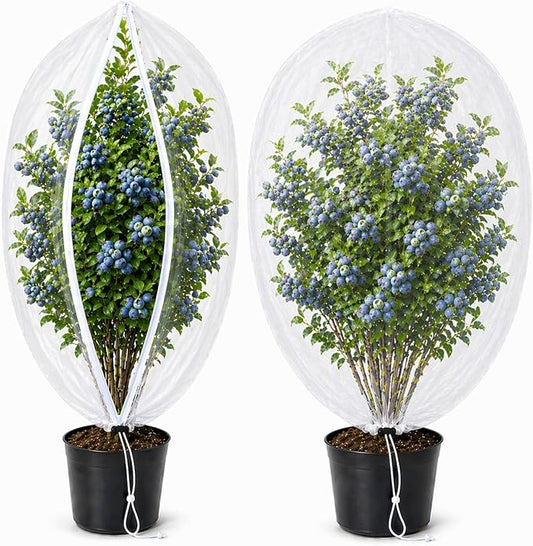 Fruit Tree Netting Cover with Zipper & Drawstring, 2 Packs 4ft x 4ft Insect Bird Barrier Netting for Garden Protection, Ultra Fine Mesh Garden Netting
