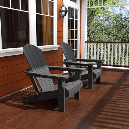 Westin Outdoors Laguna WO Home Furniture Adirondack Chair 2 PCS Set Outdoor Folding Patio Chair for Bon Fire Pit Garden Lawn Backyard Lounging Relaxing (Gray)
