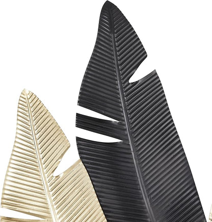 Deco 79 Metal Leaf Wall Decor, 24" x 1" x 53", Gold