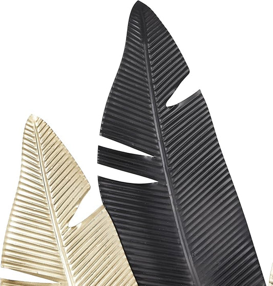 Deco 79 Metal Leaf Wall Decor, 24" x 1" x 53", Gold