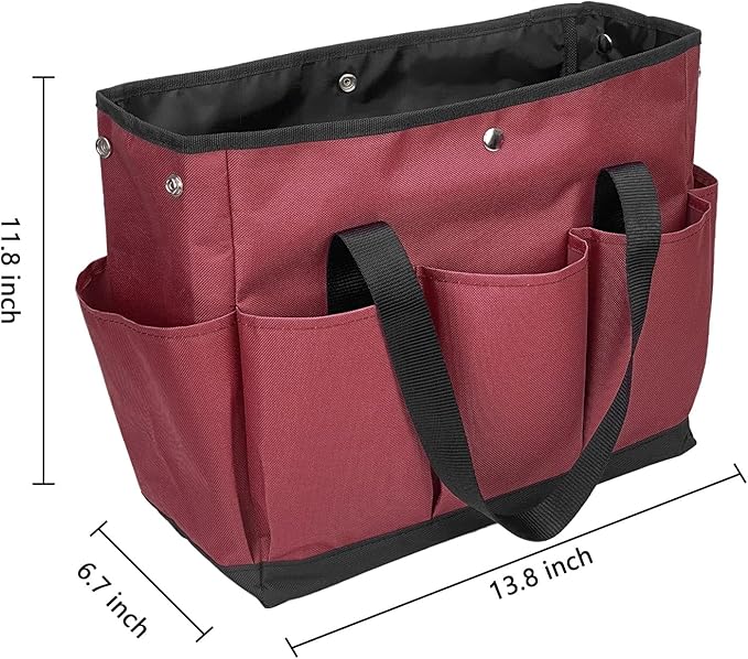 Tool Bag Garden Tote Large Organizer Bag Carrier Gardening Storage Tote with Interior Exterior Side Pockets Handles Strap for Garden Plant Tool Set Store Content Bag
