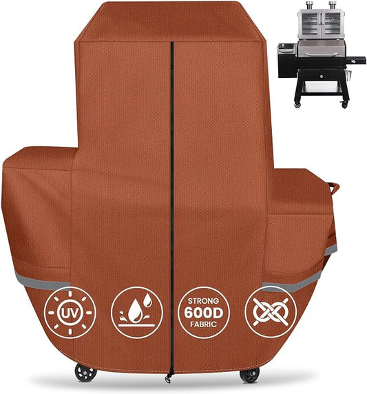 Grill Cover for Pit Boss Lockhart Platinum Series Grill, PBPEL218010500 - Heavy Duty Waterproof Fade Resistant Pit Boss Platinum Lockhart Grill Cover with Elastic Drawstrings & Zipper Design, Brown