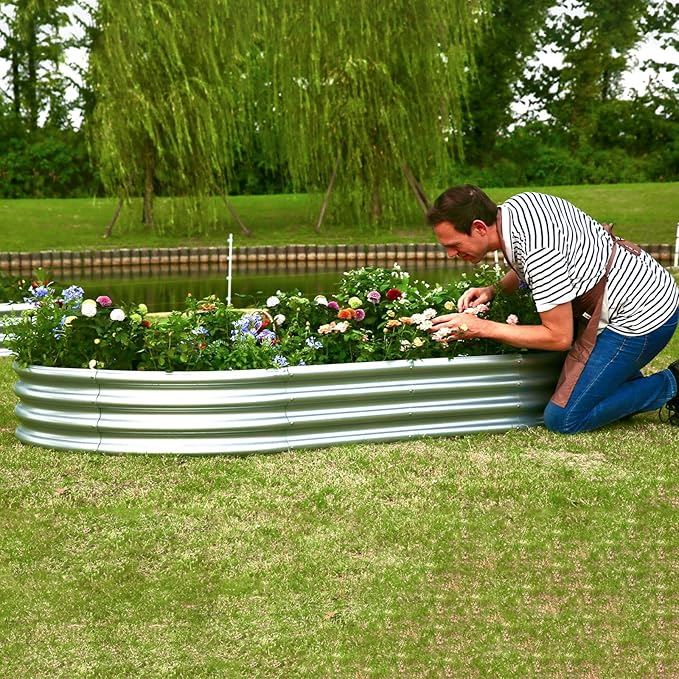 8×4×1 ft Large Galvanized Raised Garden Bed Outdoor, Easy Assembly Metal Planter Box for Gardening, Vegetables, Herbs, Flower
