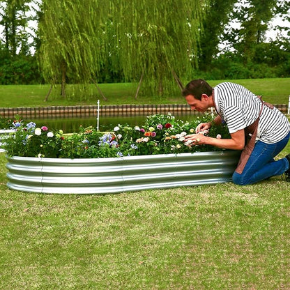 8×4×1 ft Large Galvanized Raised Garden Bed Outdoor, Easy Assembly Metal Planter Box for Gardening, Vegetables, Herbs, Flower