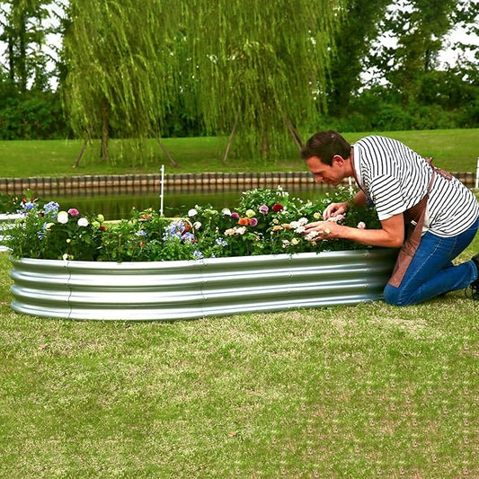 8×4×1 ft Large Galvanized Raised Garden Bed Outdoor, Easy Assembly Metal Planter Box for Gardening, Vegetables, Herbs, Flower