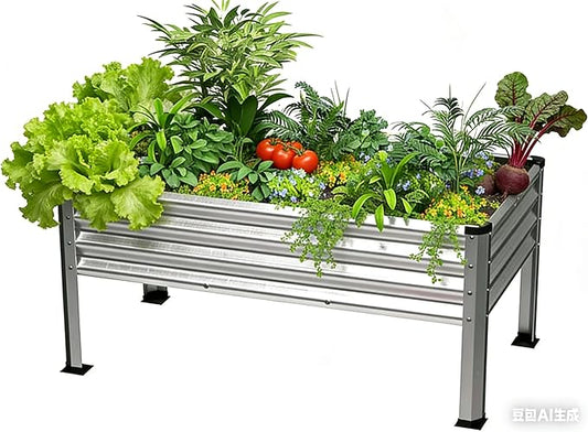 Large Galvanized Raised Garden Bed Outdoor with Legs, Load Capacity 1200LB, 48x26x30in Raised Garden Bed, for Backyard/Patio/Balcony/Gardening/Vegetables Flowers, Sliver