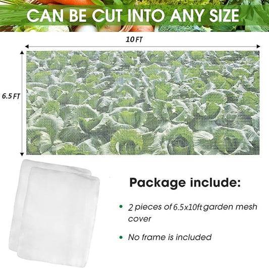 2Pcs Mosquito Netting, 6.5'x10' Insect Bird Mesh Garden Netting Pest Barrier, Garden Plant Net Protect Seedling Fruits from Birds Bugs, Plant Tree Cover for Crop Growth Protection