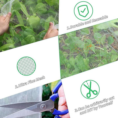 Garden Netting Plant Covers 10x100 Ft Net Ultra Fine Mesh Protection Netting for Vegetable Plants Fruits Flowers Crops Greenhouse Row Cover Raised Bed Barrier Mosquito Net Screen Protection Net Cover