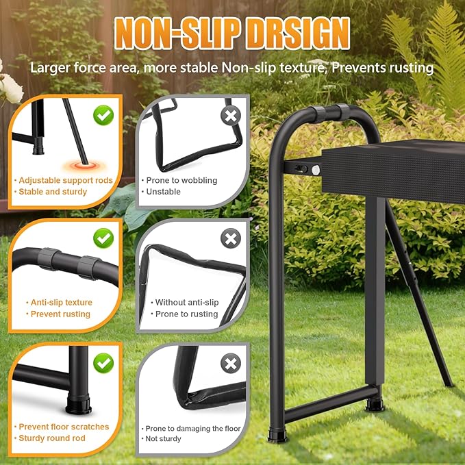 seasky Foldable Garden Kneeler and Seat, Anti-Tipping Heavy Duty 400 lbs Capacity, Widened Thick Soft Kneeling Pad, Gardening Stool with Tool Bag, Gifts for Women Seniors Parents
