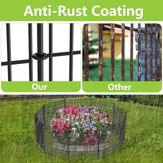 15 Panels No Dig Garden Fence, 40 in(H) X 36.3 ft(L) Metal Fence Panels, Thickened Rustproof Garden Fencing, Animal Barrier Fence for for Dogs, Rabbits, Landscape, Patio